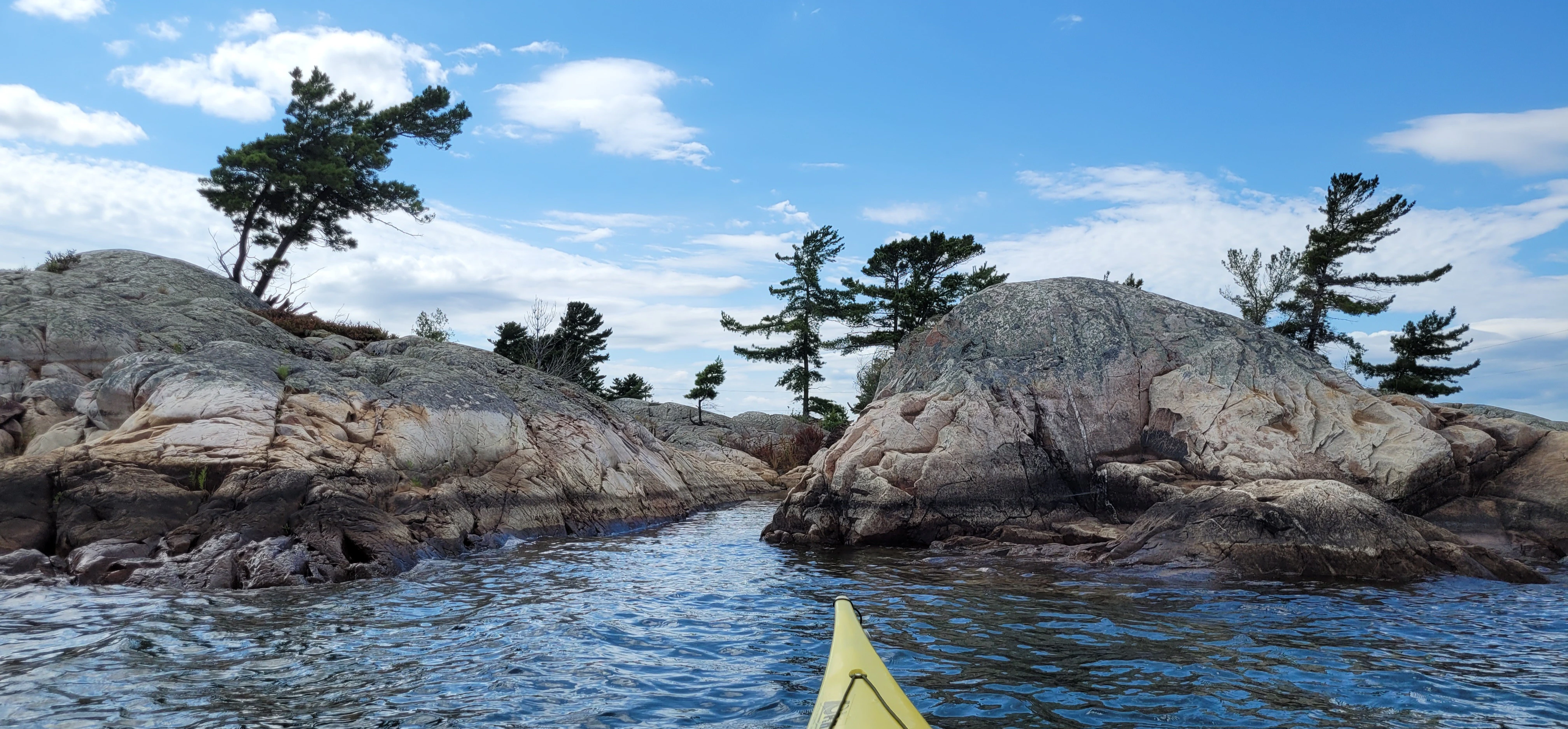 Pink Granite Rocks in Lake Hurons thirty thousand Islands Archipelago